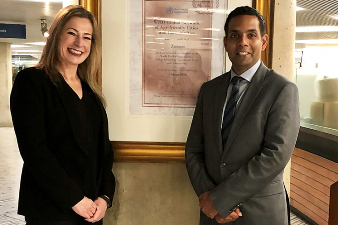 Andrea Austen and Dr. Samir Sinha at Toronto City Hall (photo courtesy of Andrea Austen)